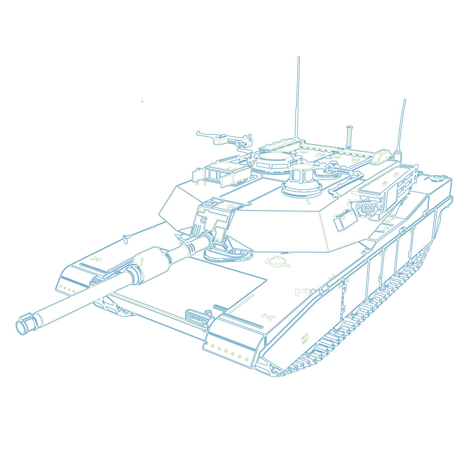 Line drawing of a tank