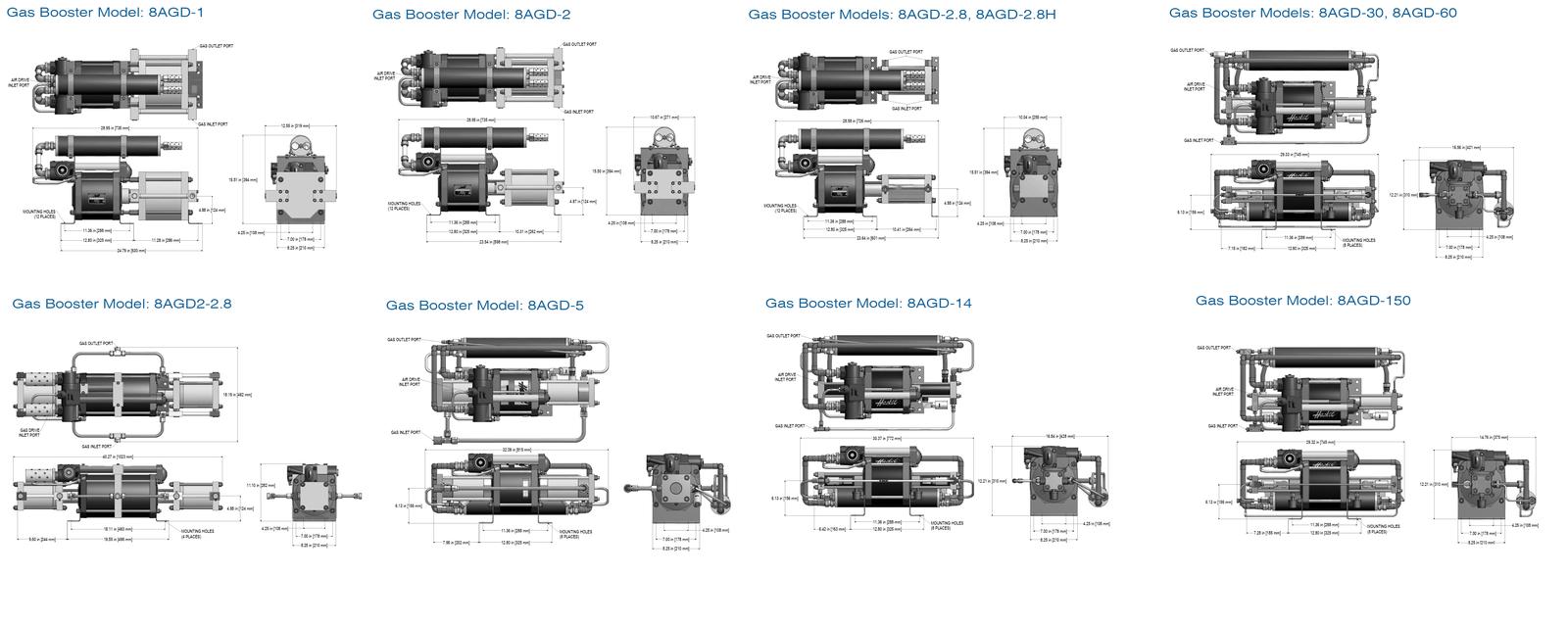 AGD Series 8 Dimensional Drawings