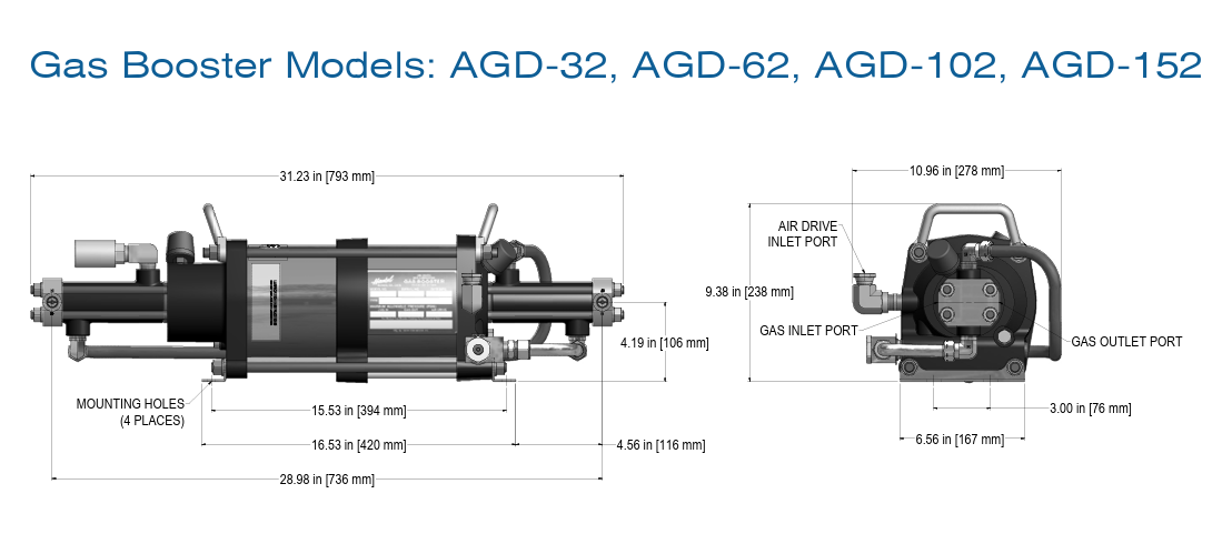 Gas Booster Models AGD-32, AGD-62, AGD-102, AGD-152