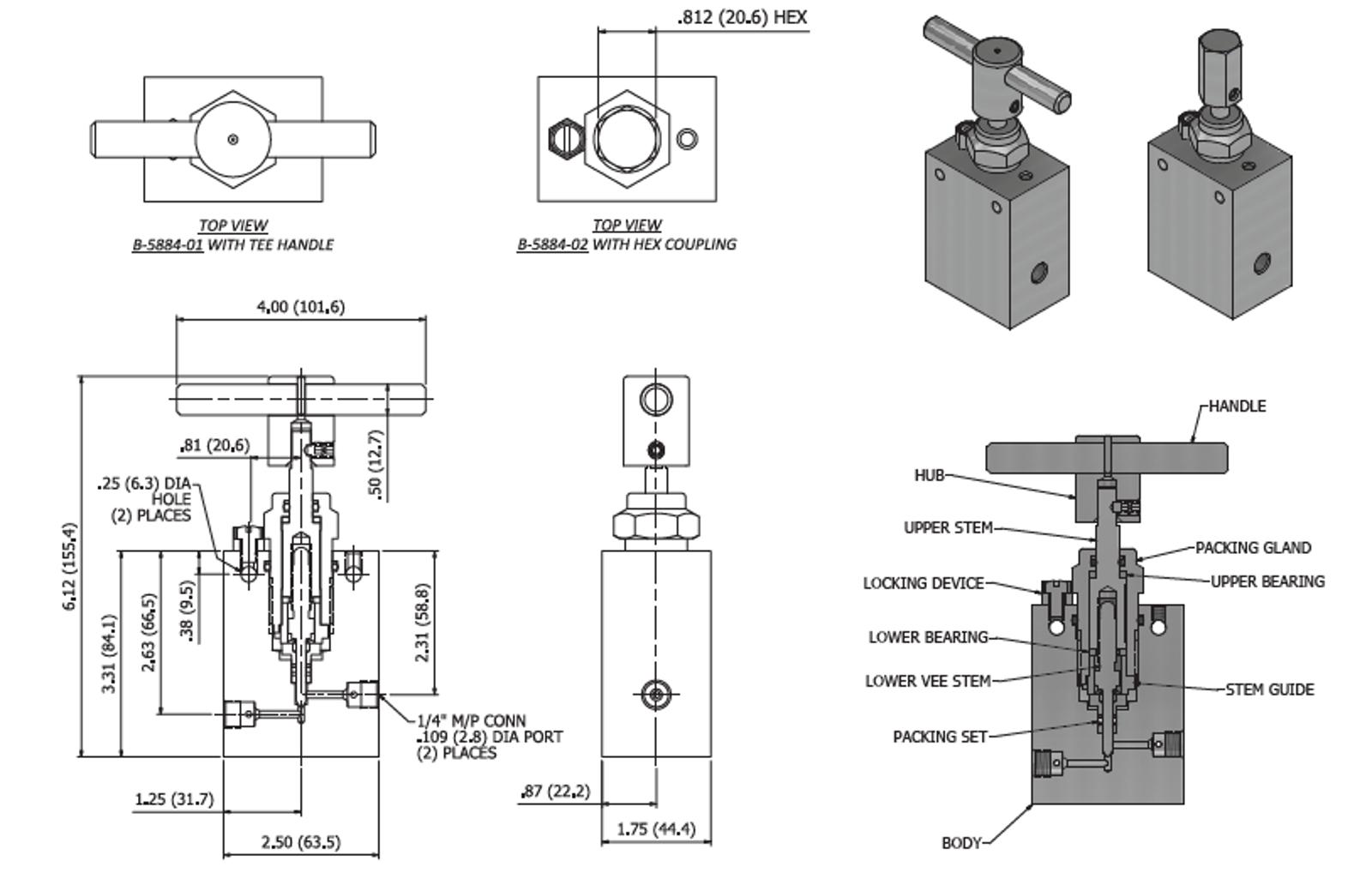 Subsea Needle Valve With Non-Rising Stem (0.94” Orifice)