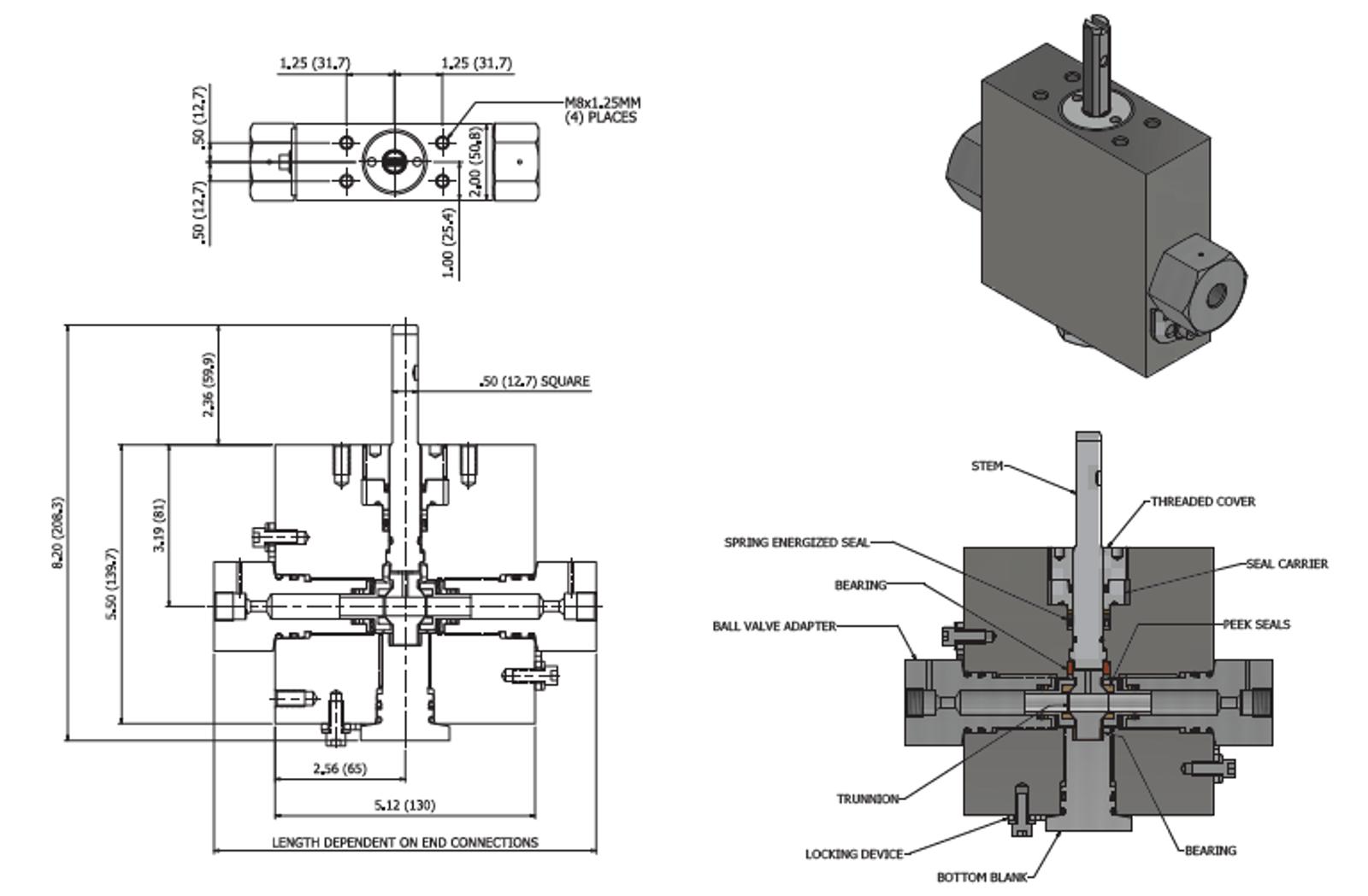2-way Double Barrier Subsea Ball Valves: 3/8” Port