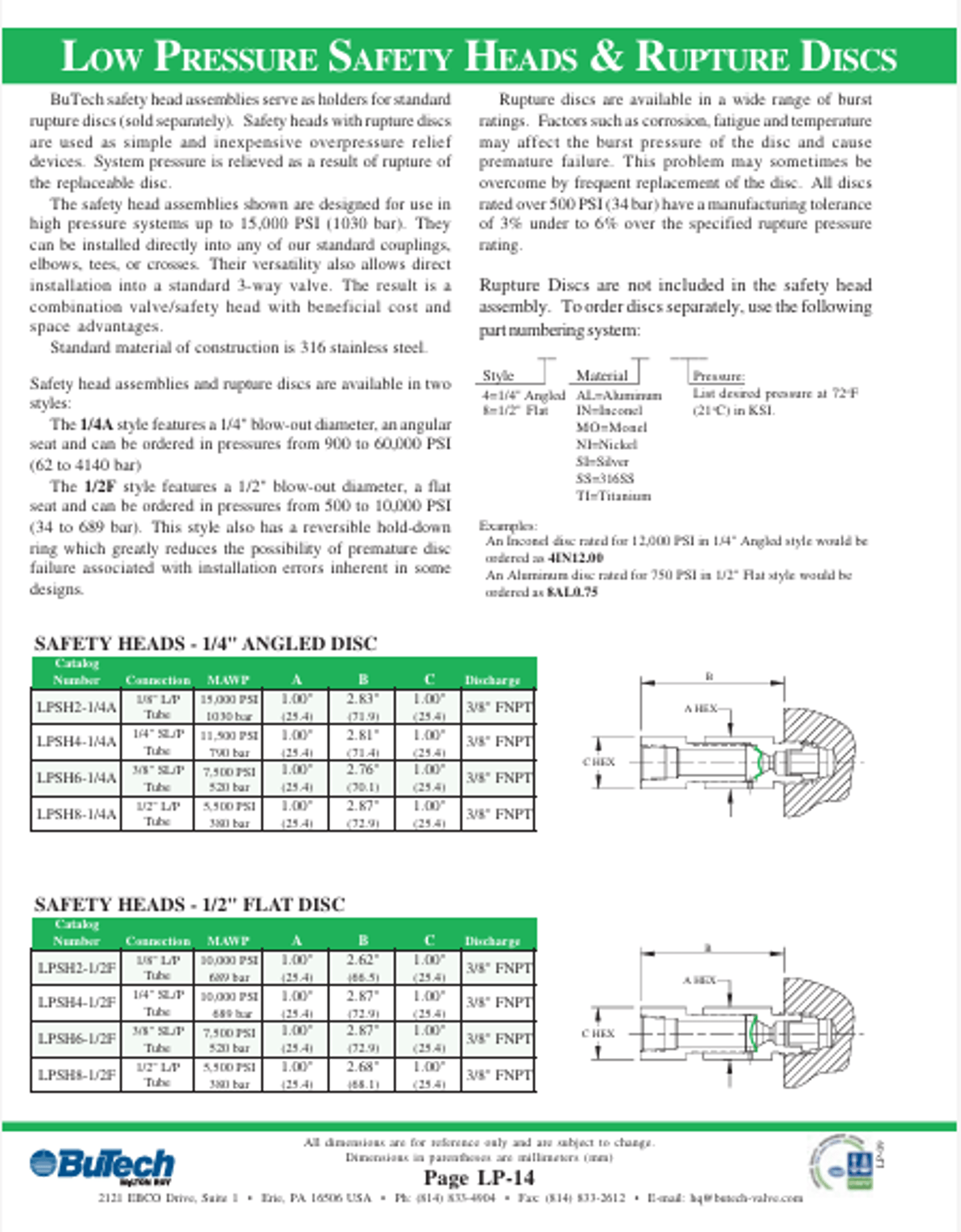 BuTech - Low Pressure Valves, Fitting and Tubing