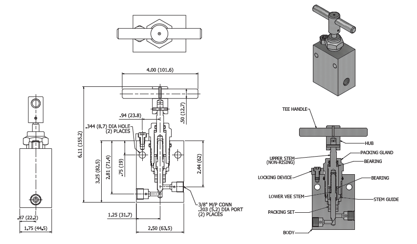 Subsea Needle Valve With Non-Rising Stem (0.203” Orifice)