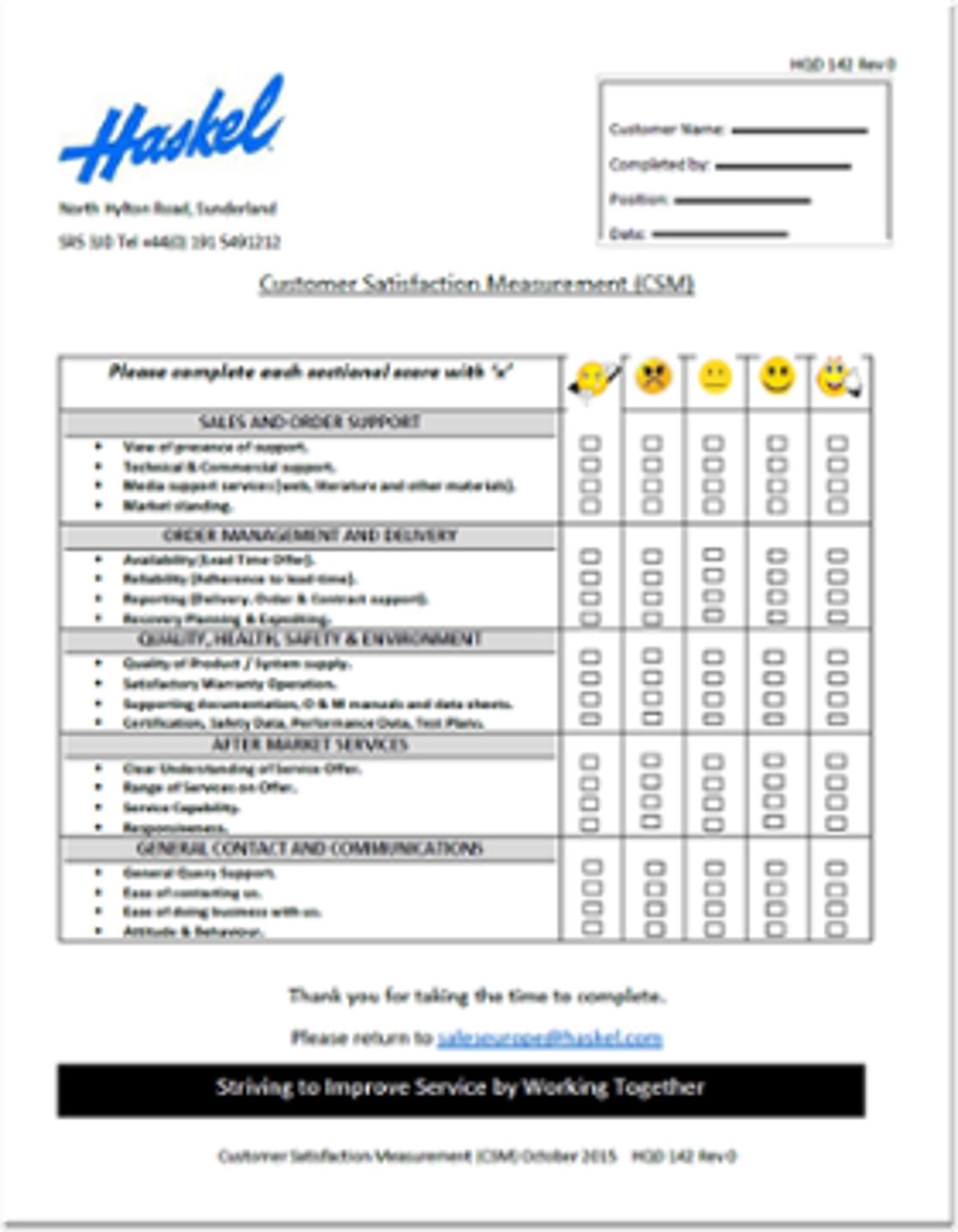 haskel customerservice samplereporting full