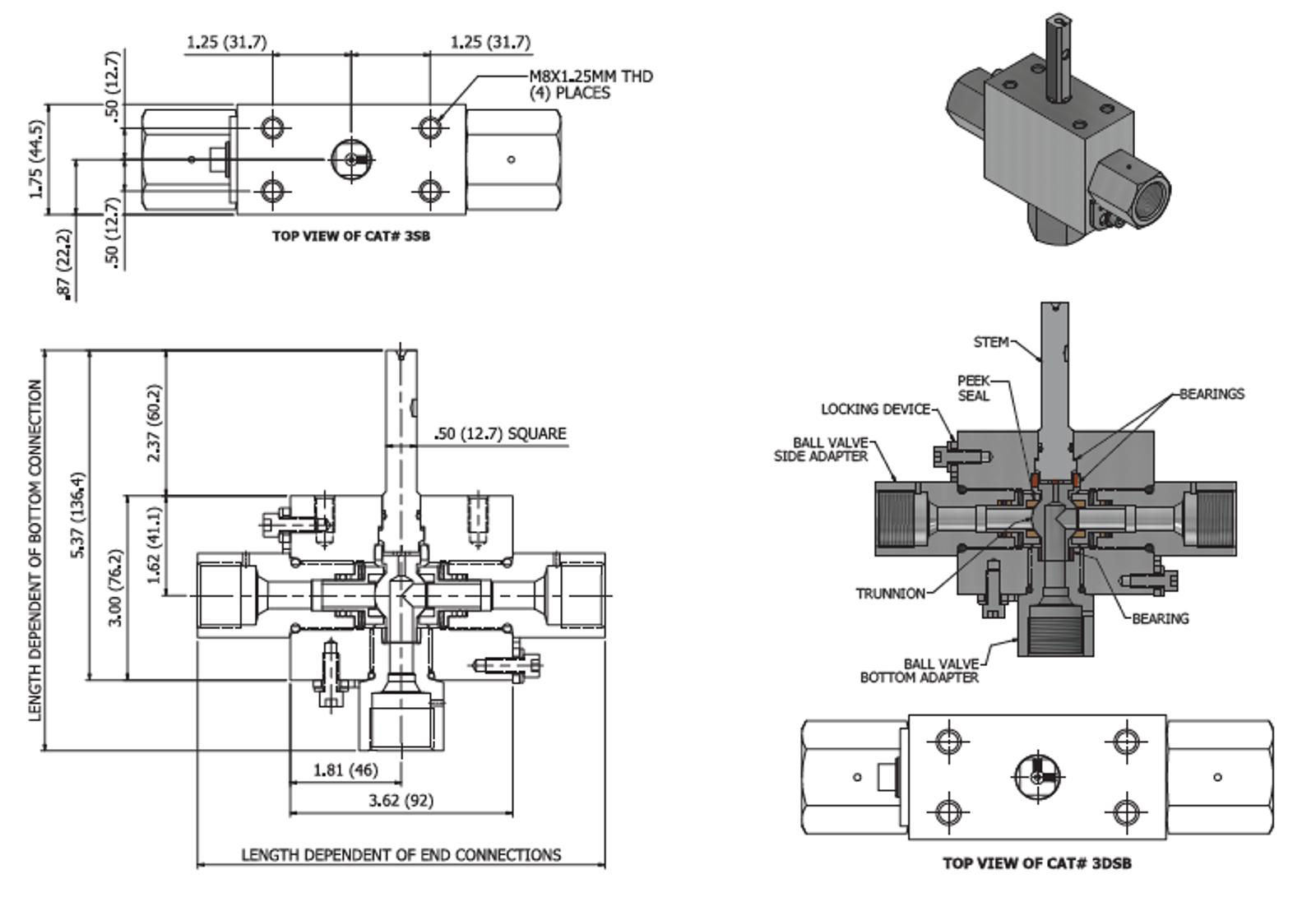 3-way Subsea Ball Valves: 3/8” Port