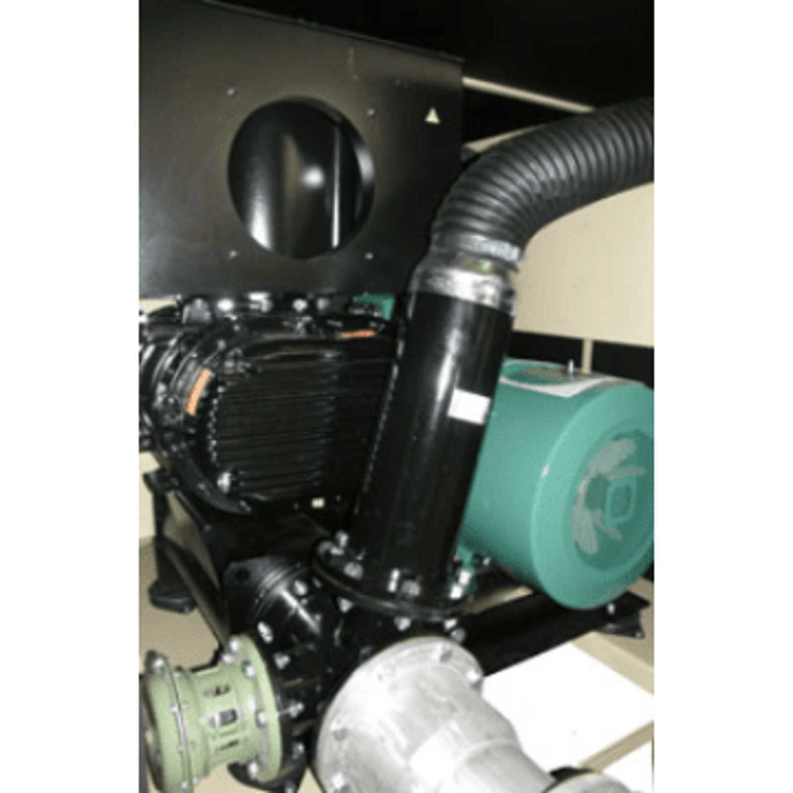 Interior of a soundproof hood for a Hibon unit, revealing the positive displacement process blowers, motor, and silencer used for gases mixtures or specific gases transfer.