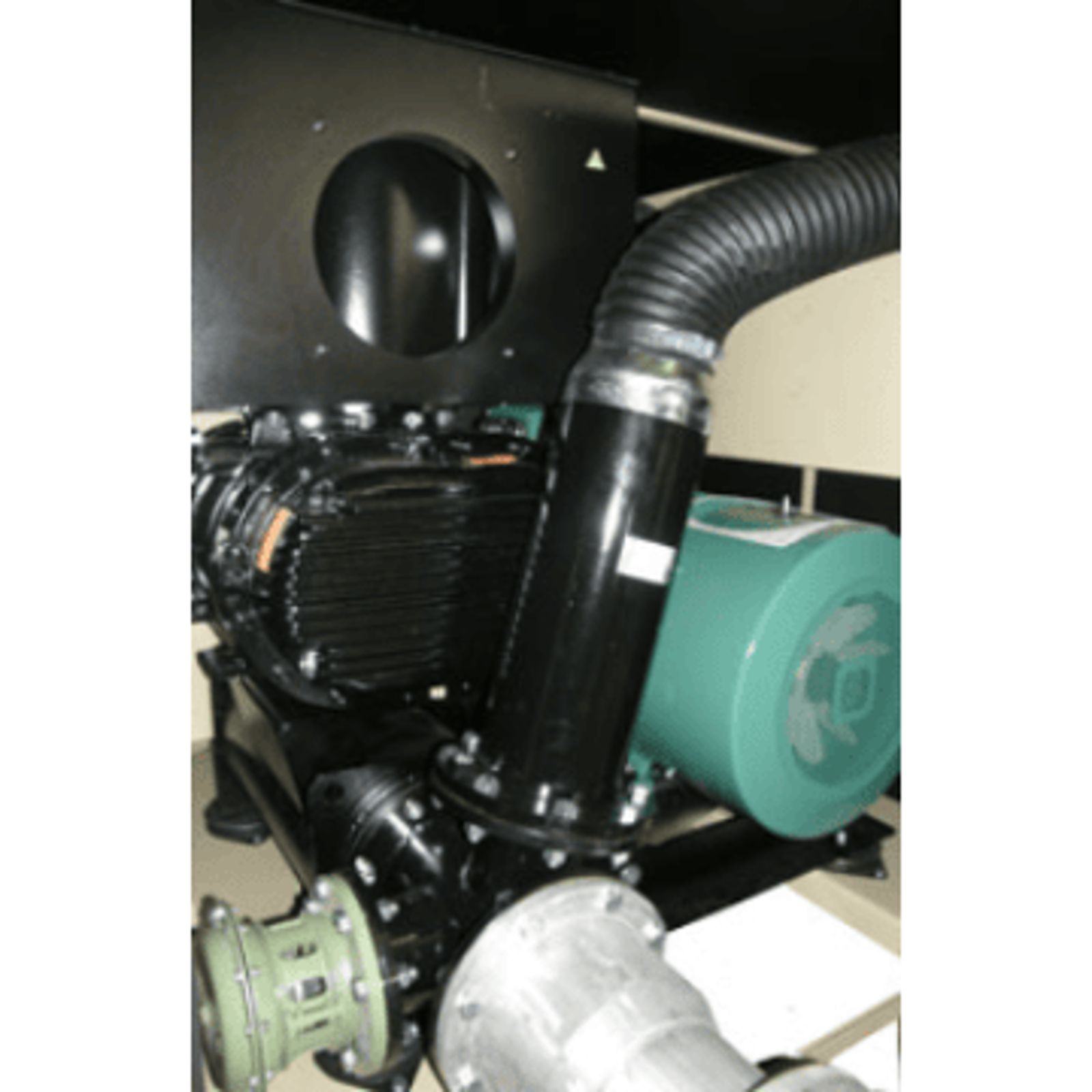 Interior of a soundproof hood for a Hibon unit, revealing the positive displacement process blowers, motor, and silencer used for gases mixtures or specific gases transfer.