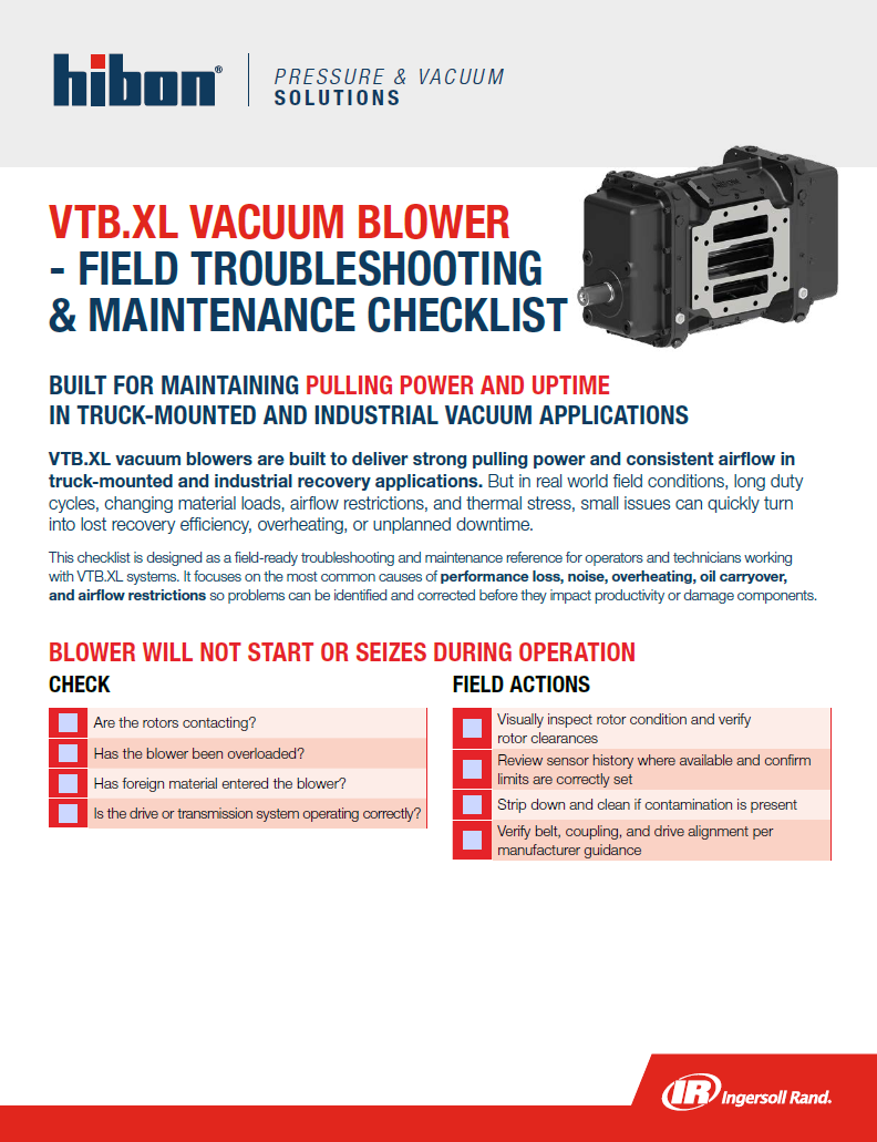VTB.XL Field Troubleshooting & Maintenance Checklist
