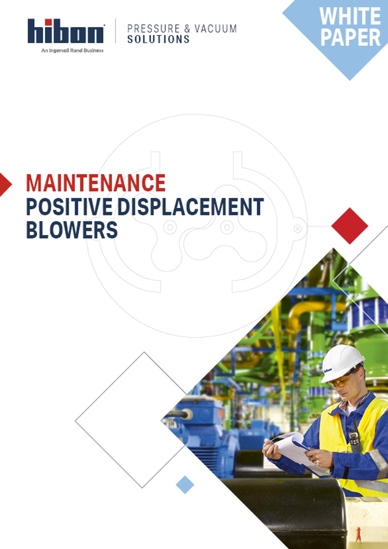 Cover image of white paper about maintenance of positive displacement blowers