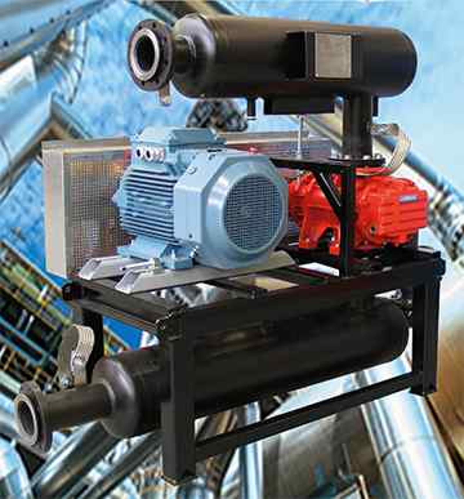 Photomontage of a Hibon unit equipped with rotary piston blowers used for a biogas application.
