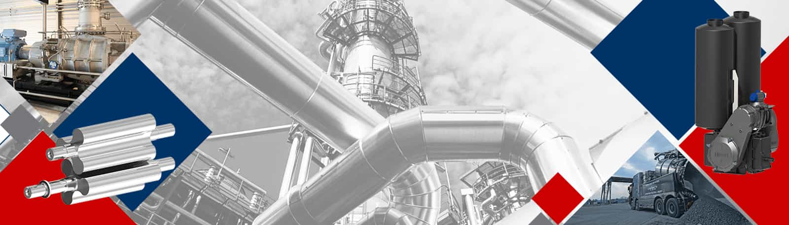 Das traditionelle Banner von Hibon gibt einen allgemeinen Überblick über die Anwendungsbereiche seiner Drehkolbengebläse.
