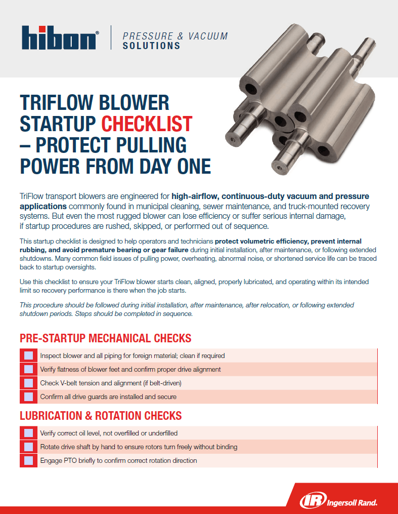 TriFlow 825 Startup Checklist