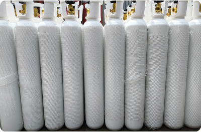 Multiple compressed oxygen cylinders used for hospital oxygen supply and backup storage