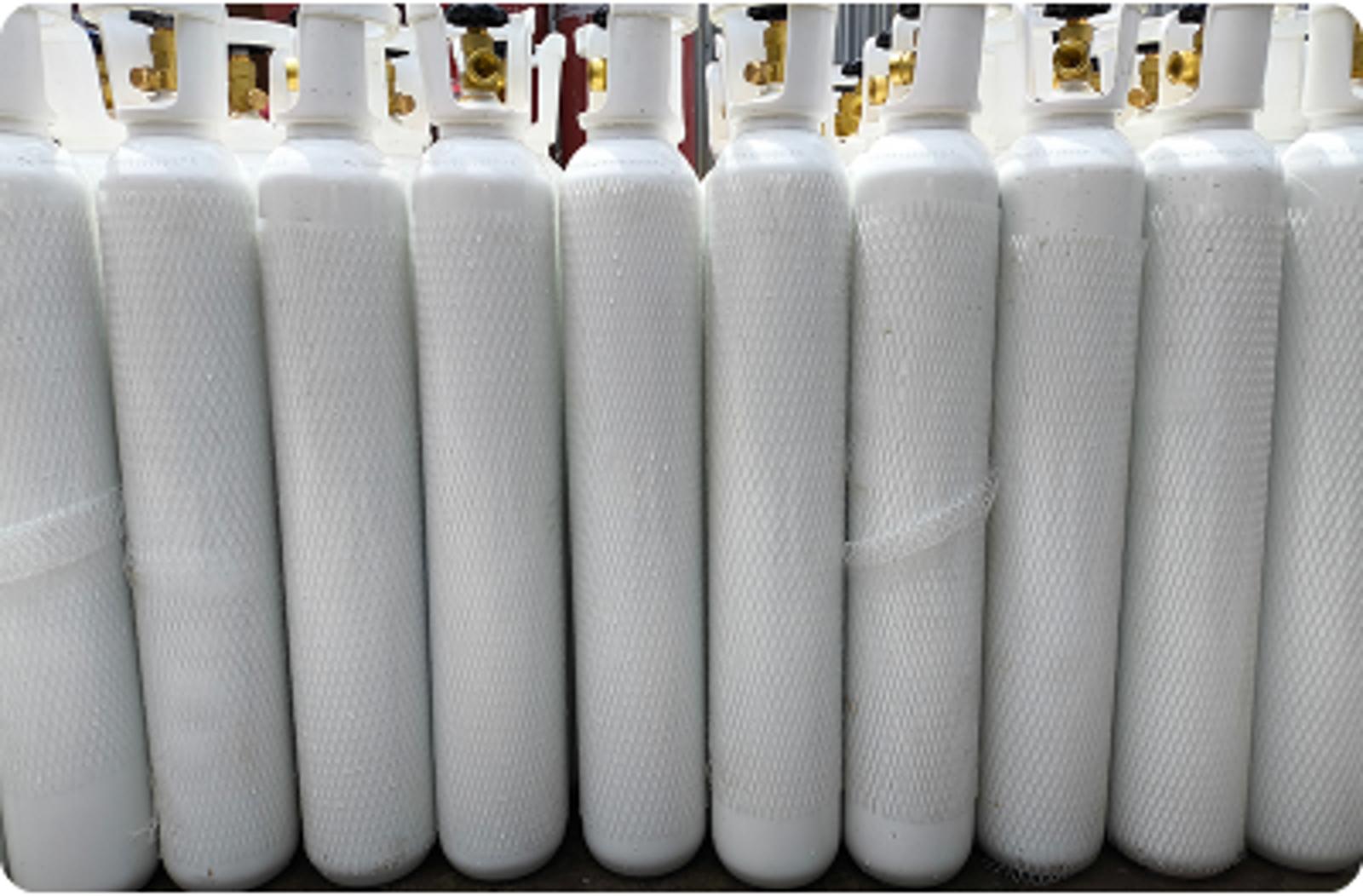 Multiple compressed oxygen cylinders used for hospital oxygen supply and backup storage