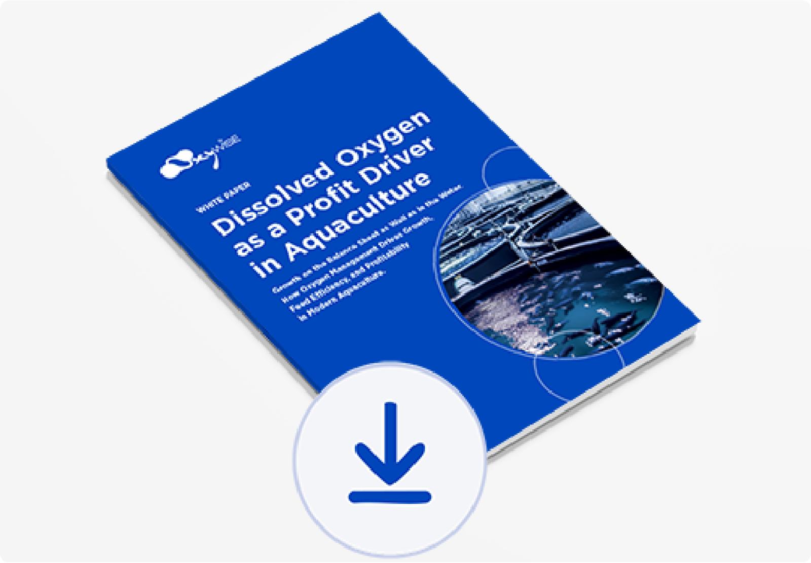 Cover of whitepaper on oxygen systems and aquaculture with download icon