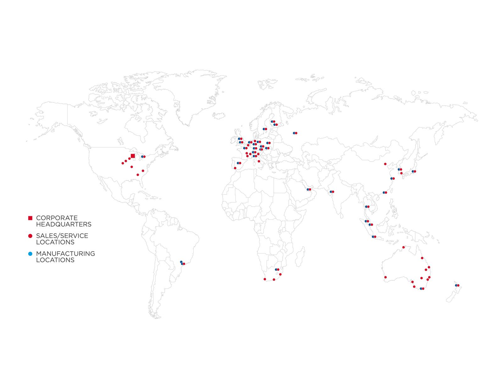 Elmo Rietschle global manufacturing, sales, and service locations.
