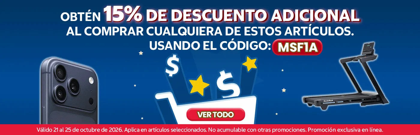 Obtén un 15% de descuento adicional al comprar cualquiera de estos artículos usando el código MSF1A
