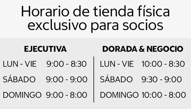 Horarios de Servicio en tienda