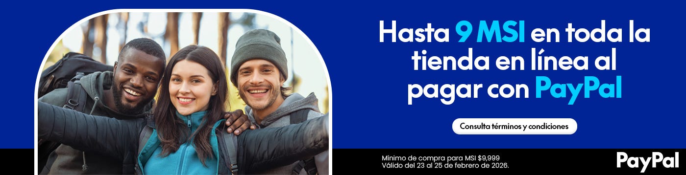 Hasta 9MSI en toda la tienda en línea al pagar con Paypal