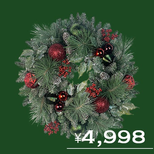 24in Unlit Wreath Assort - Red/Green