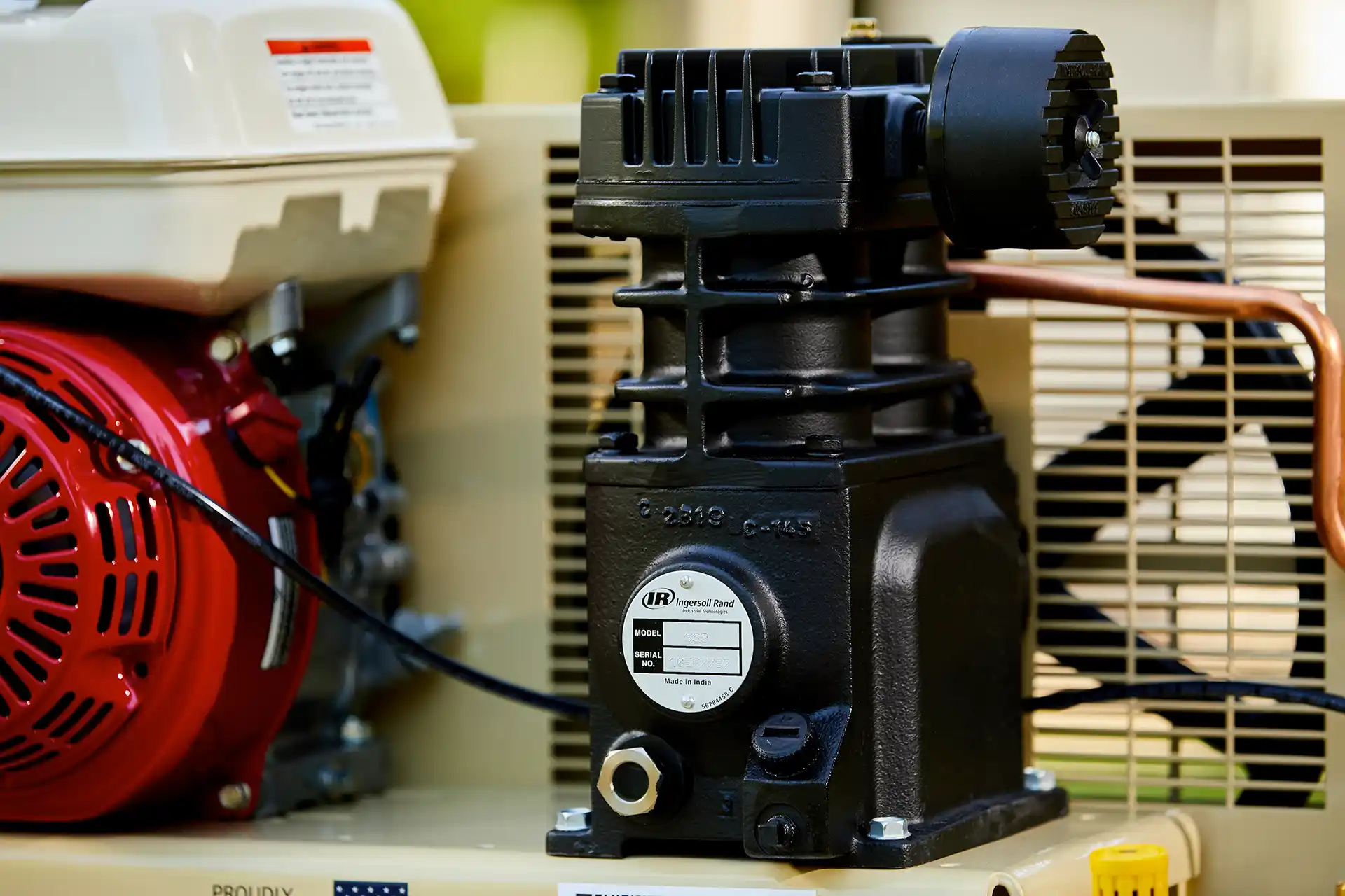 Ingersoll Rand Portable Gas Driven Air Compressor detail close up