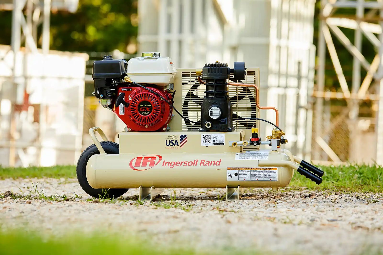 Ingersoll Rand Portable Gas Driven Air Compressor on location at poweryard