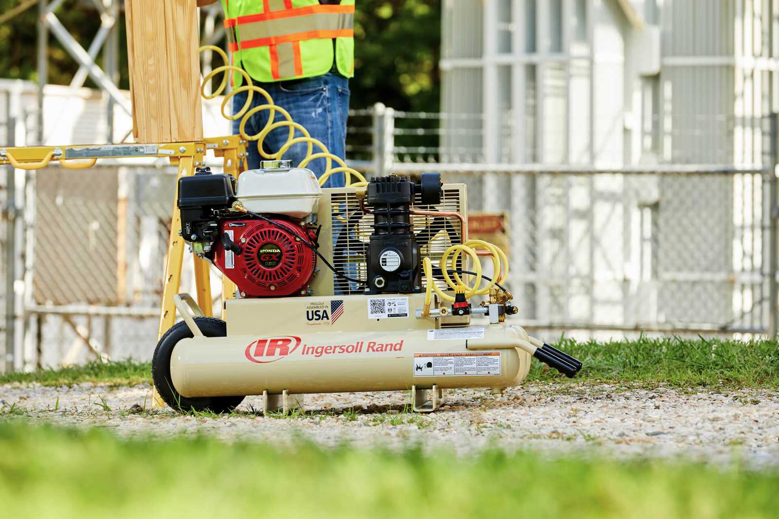 Ingersoll Rand Portable Gas Driven Air Compressor in use