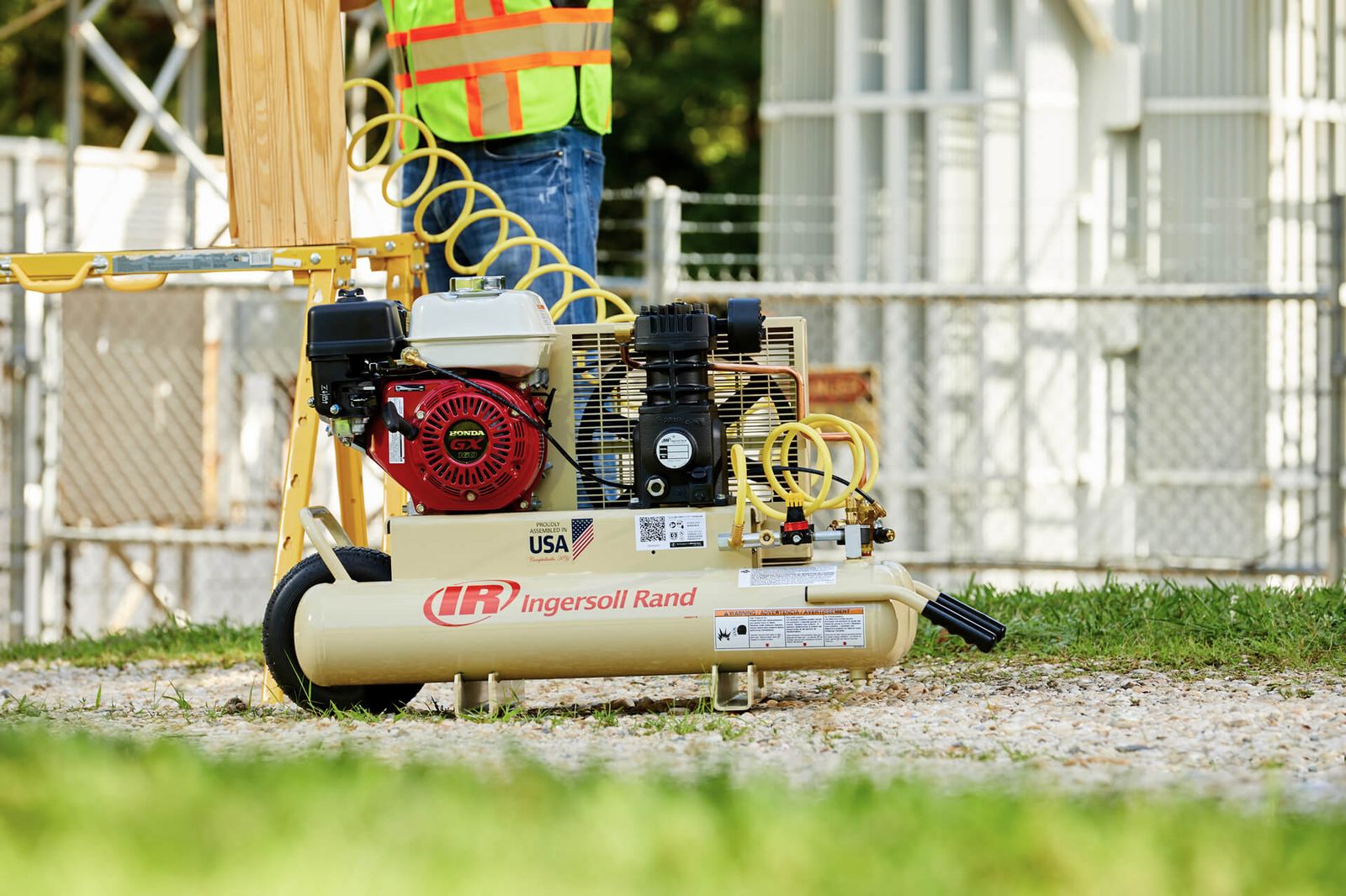 Ingersoll Rand Portable Gas Driven Air Compressor in use