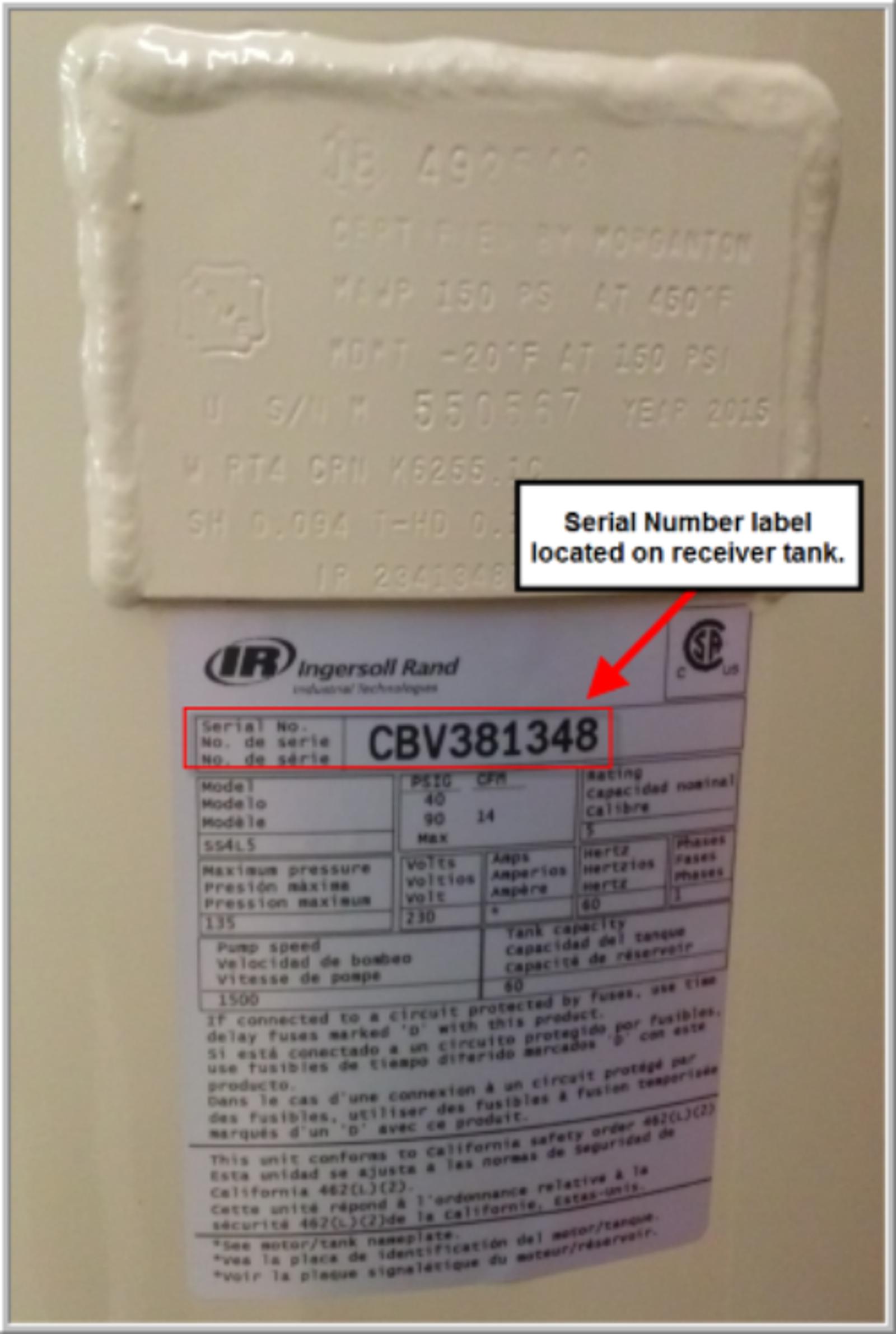 Compressor CBV381348 Serial Number 1