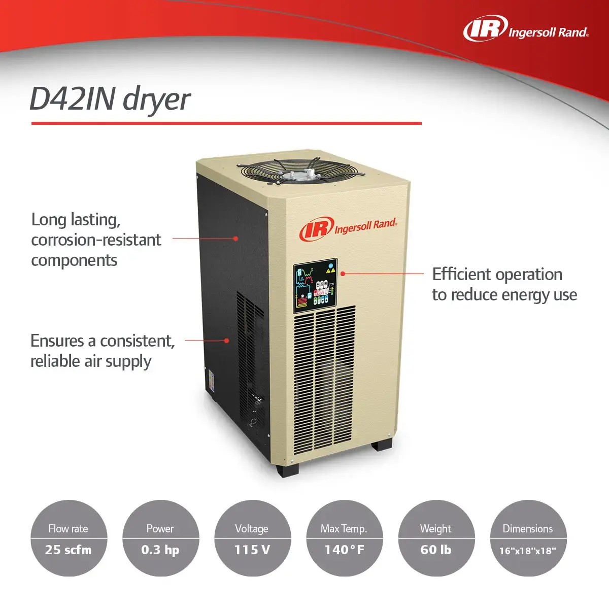 Product Photo Exterior non cycling refrigerated dryer d42indryerspecs