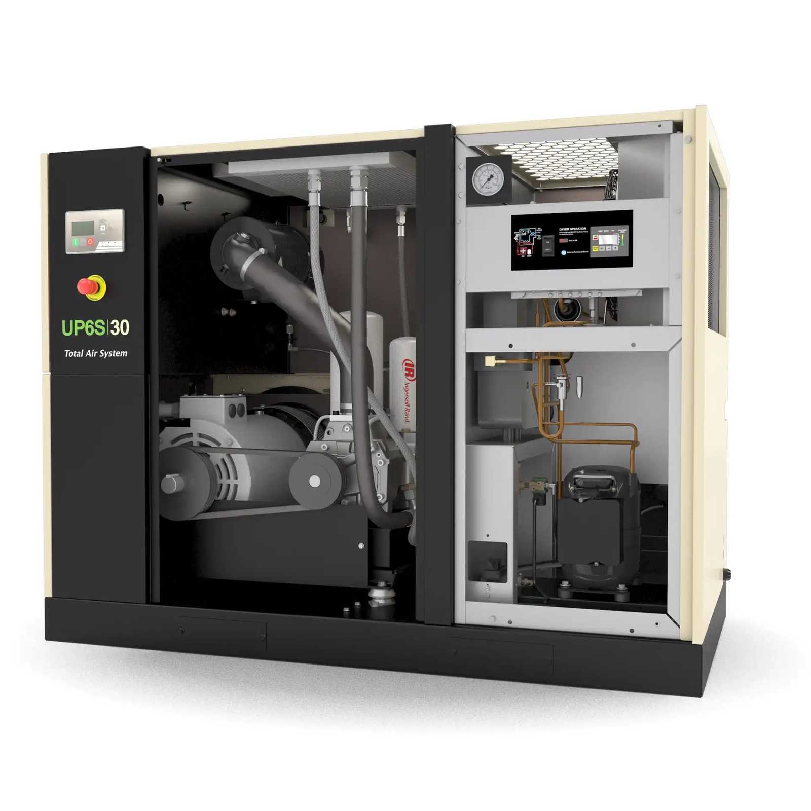 UP6S 20-30 HP Oil Flooded Rotary Screw Air Compressor - Interior Cutaway