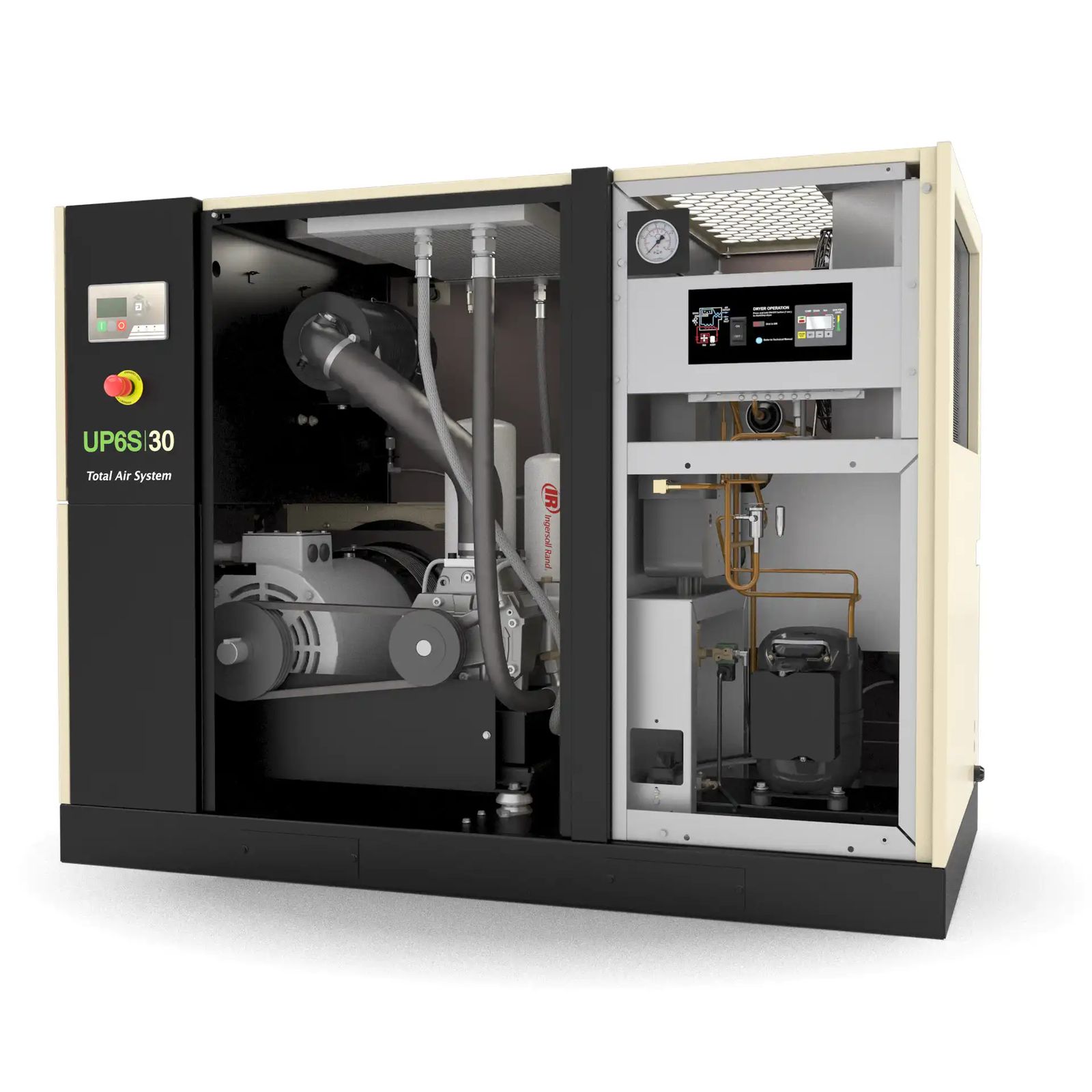 UP6S 20-30 HP Oil Flooded Rotary Screw Air Compressor - Interior Cutaway