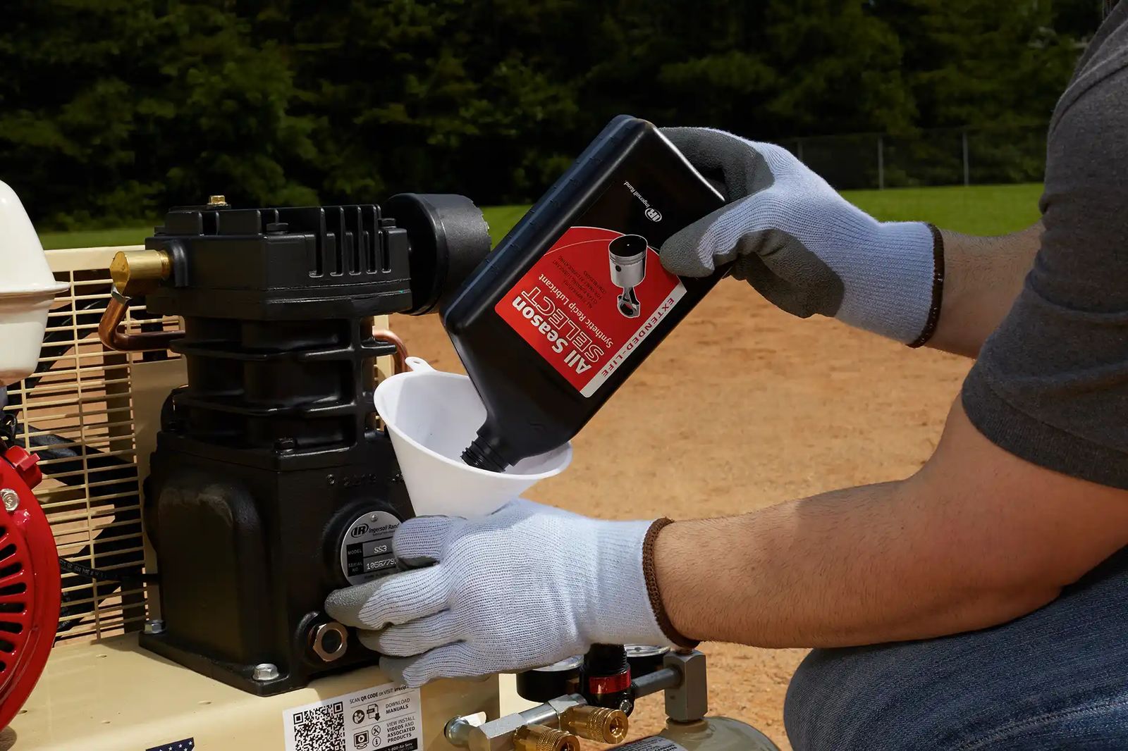 Ingersoll Rand Portable Gas Driven Air Compressor detail close up