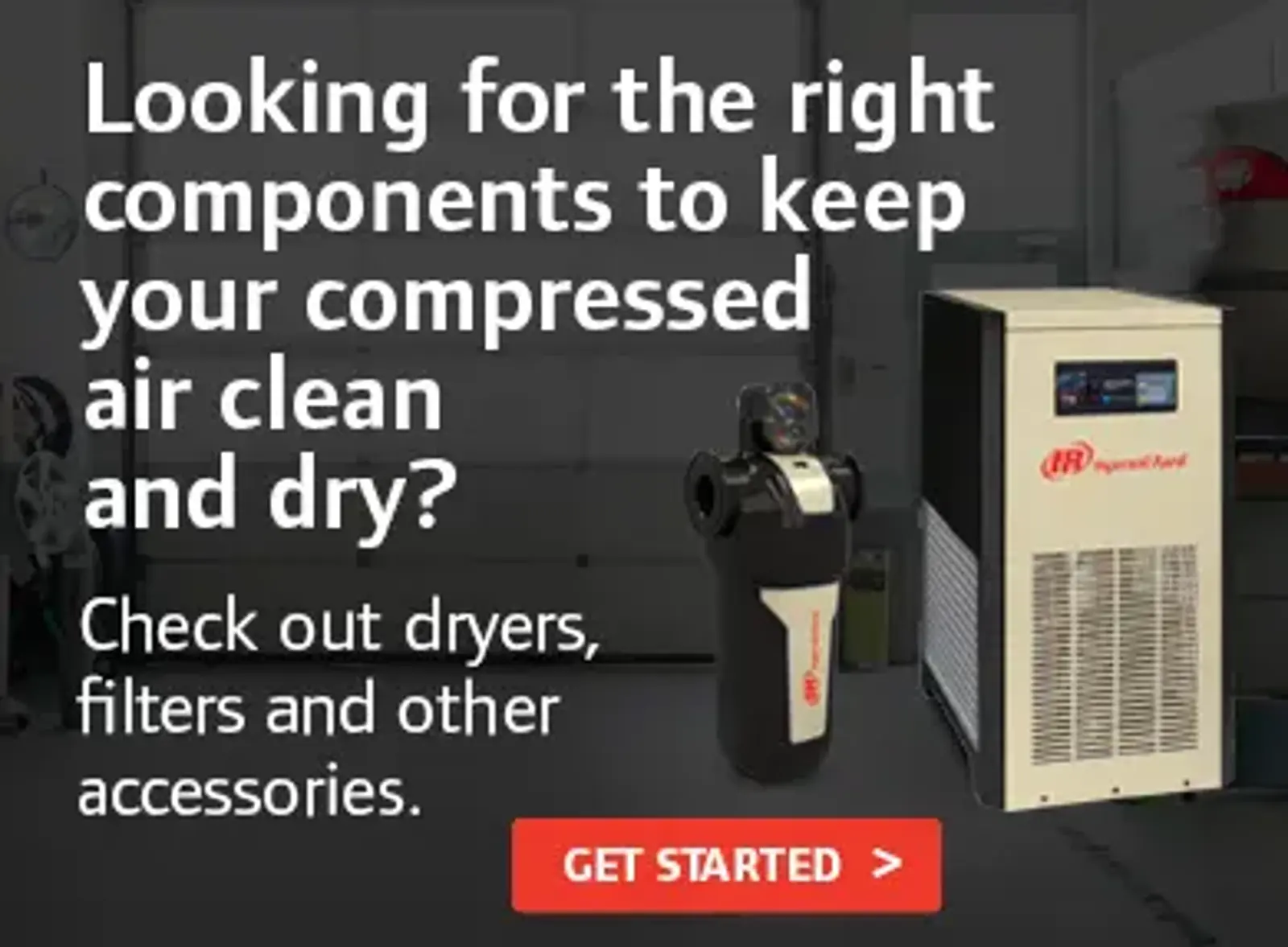 Air compressor dryers and filters banner