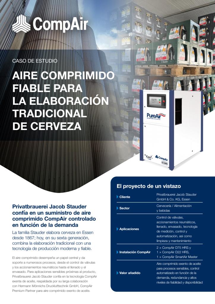Caso de estudio CompAir sobre aire comprimido en la cervecería Stauder