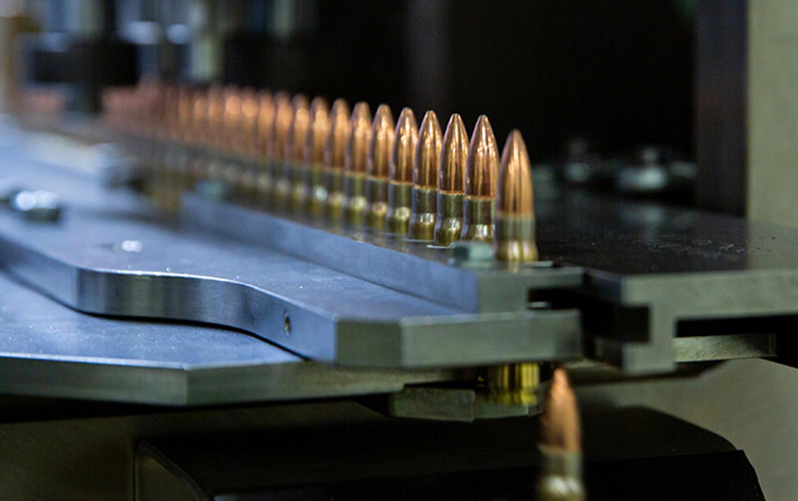 Ammunition production line in factory