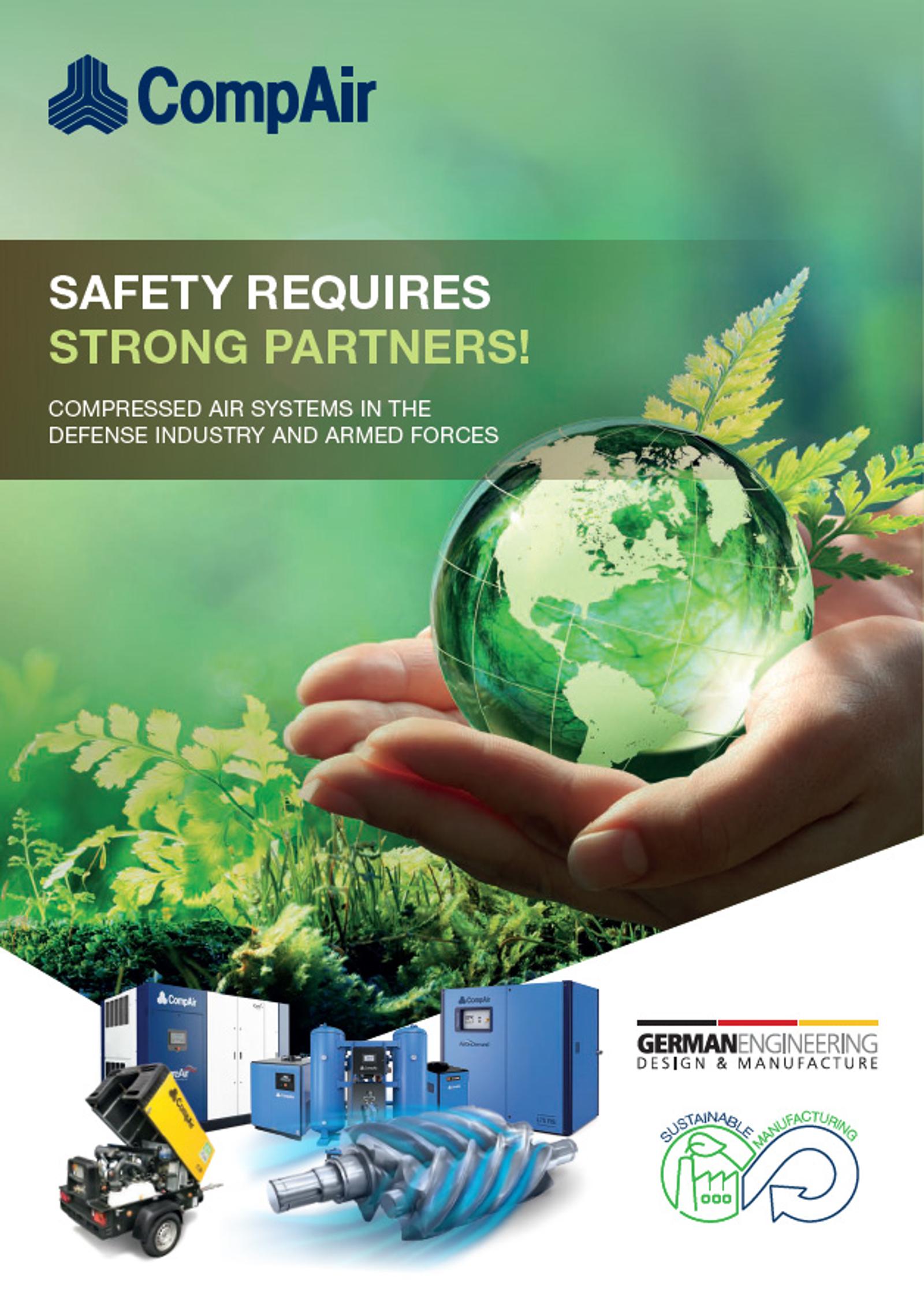 Sustainable compressed air systems for defense and armed forces – brochure cover