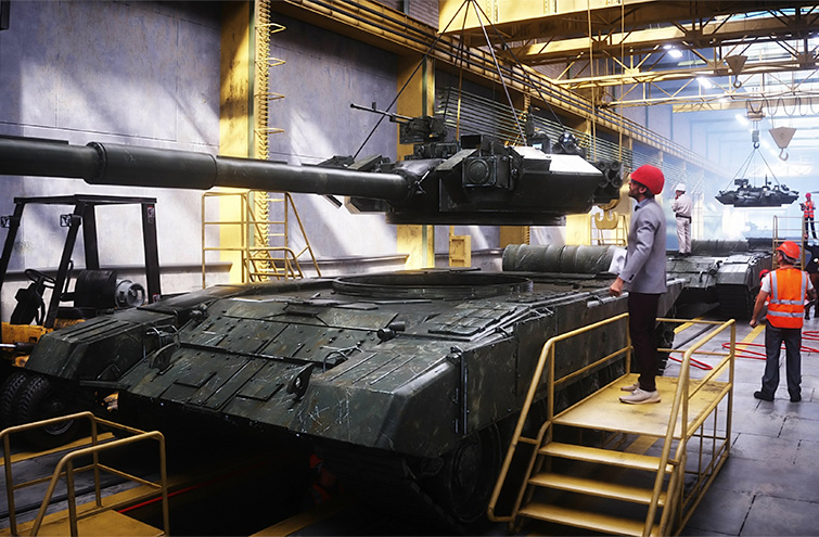 Tank assembly in factory