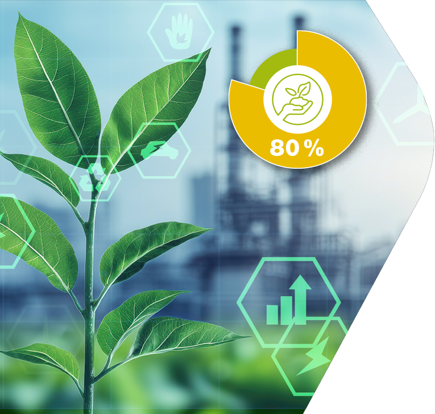 Plante et icônes de durabilité mettant en avant les économies d’énergie