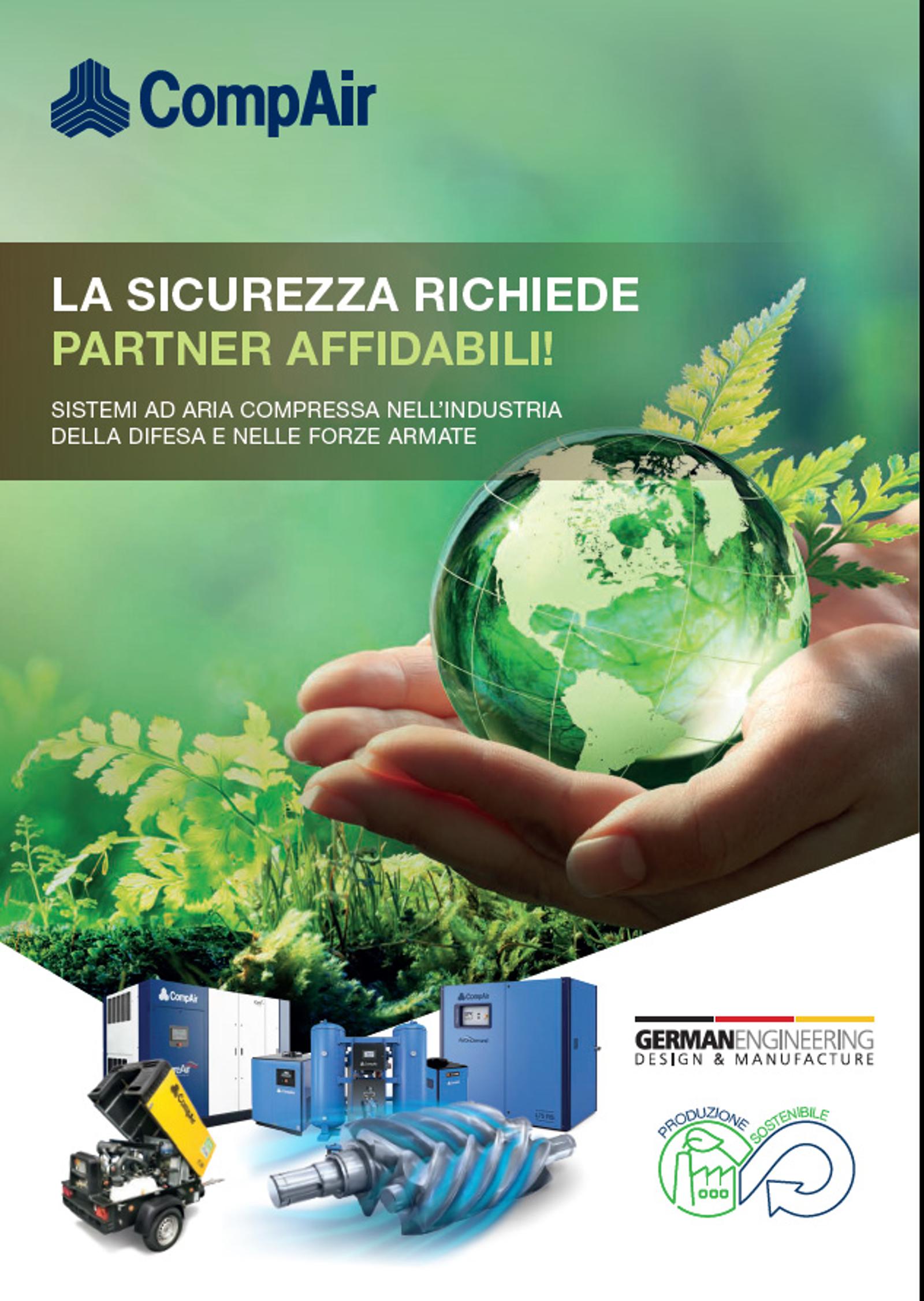 Sistemi di aria compressa sostenibili per difesa e forze armate – copertina della brochure