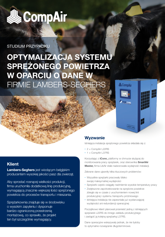 Lambers-Seghers zwiększa niezawodność produkcji dzięki optymalizacji sprężonego powietrza opartej na danych