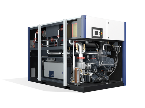 Intérieur du grand compresseur d'air à vis sans huile