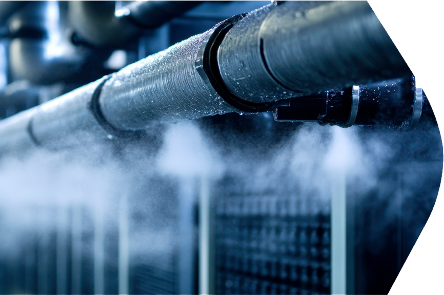 Compressed air pipe leaking mist