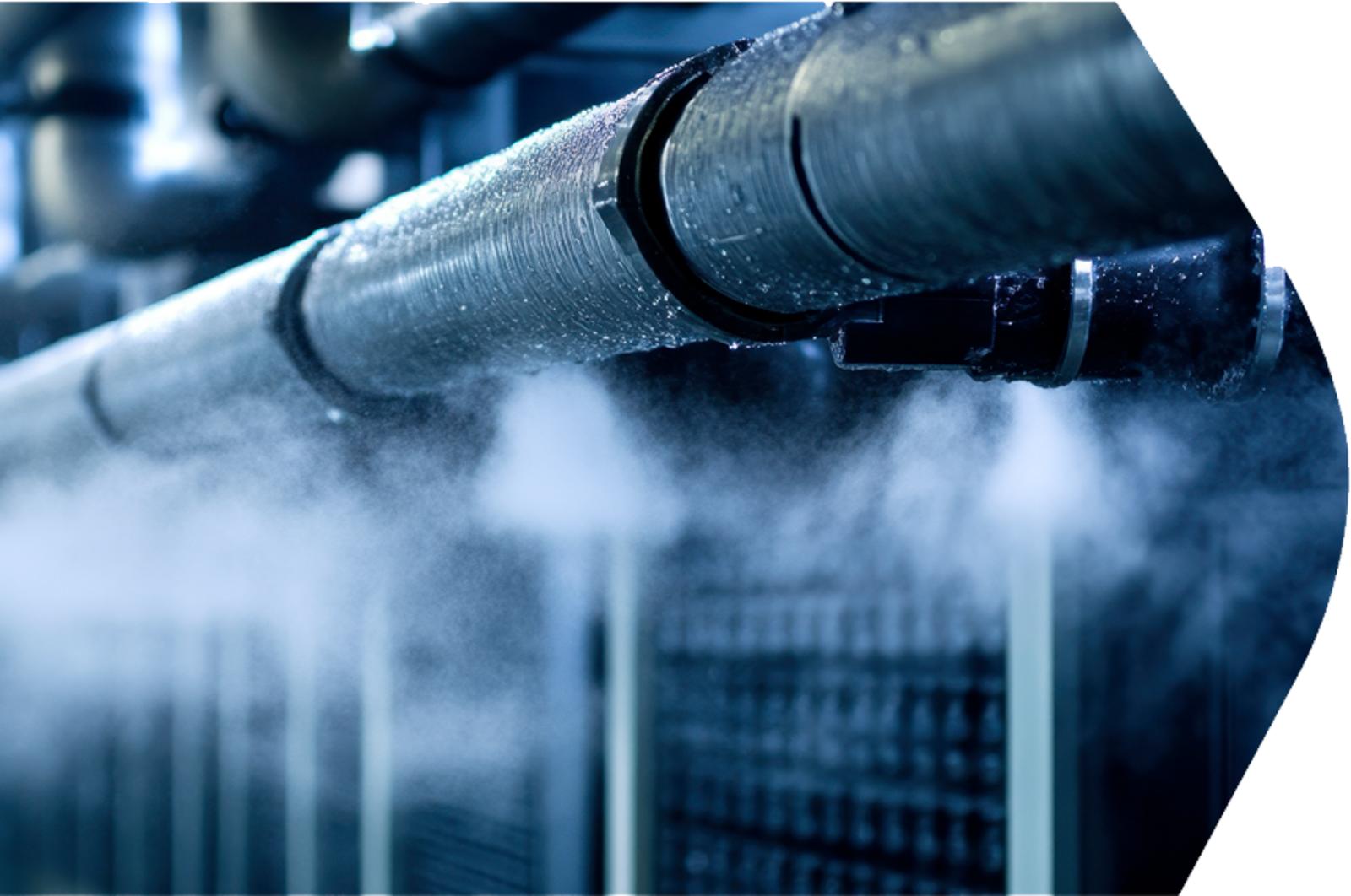 Compressed air pipe leaking mist