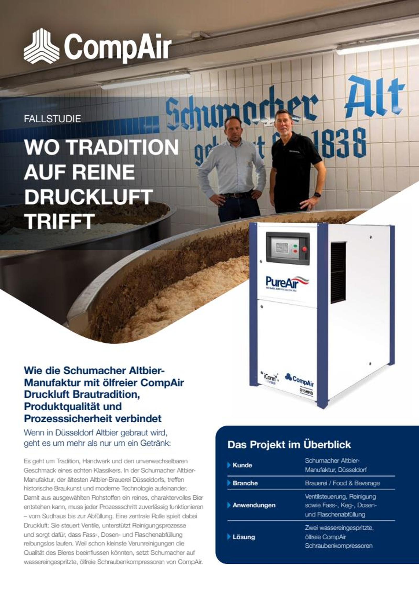 Fallstudie der Schumacher Altbier-Manufaktur zur Sicherung der Bierqualität durch ölfreie CompAir Druckluft.