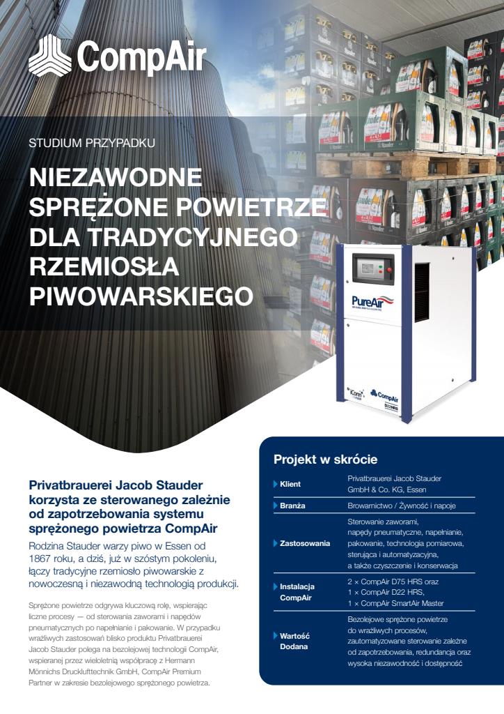 Studium przypadku CompAir dotyczące sprężonego powietrza w browarze Stauder