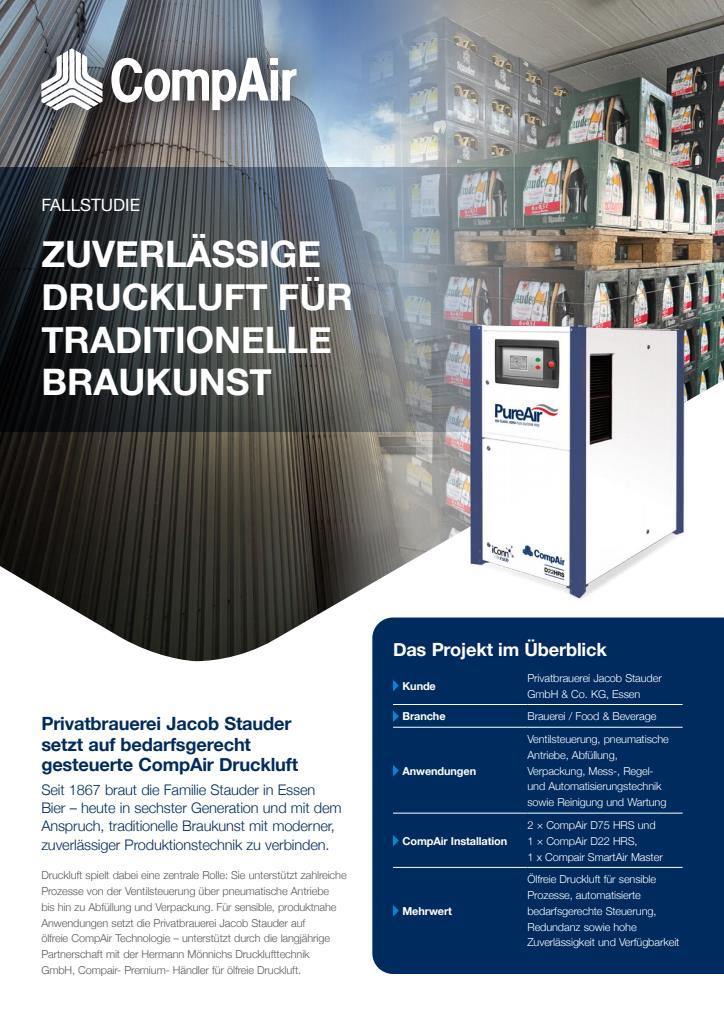 CompAir Fallstudie zur Druckluftversorgung der Privatbrauerei Stauder