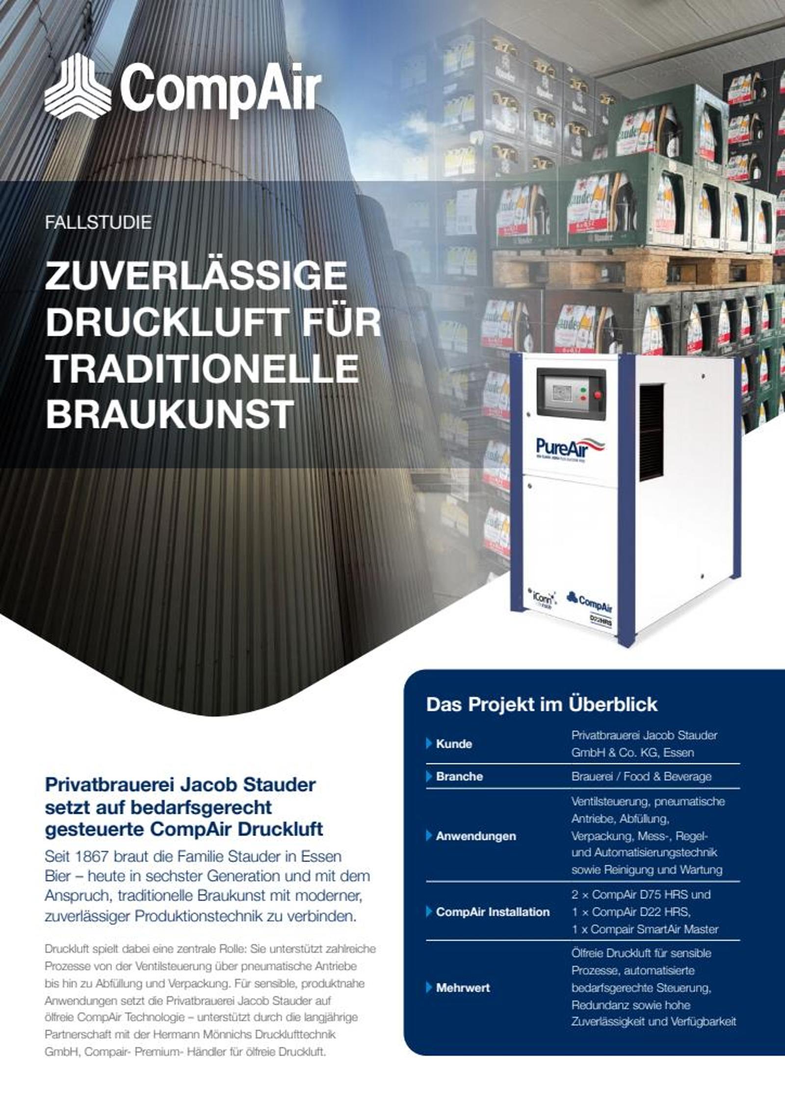 CompAir Fallstudie zur Druckluftversorgung der Privatbrauerei Stauder