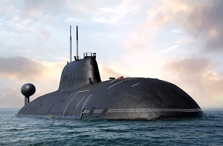 Submerging submarine
