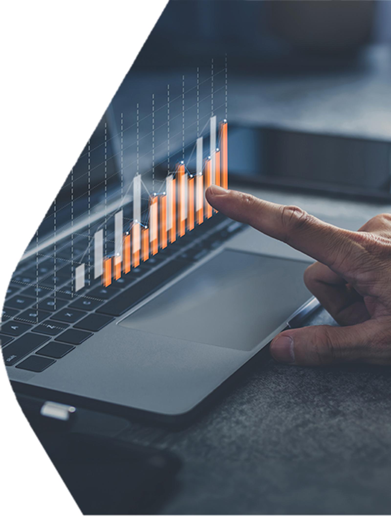 Industrial performance analytics dashboard with rising efficiency graph